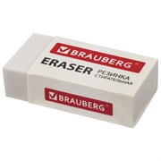 Ластик BRAUBERG "Original", 38х20х10 мм, белый, прямоугольный, картонный держатель, 228073