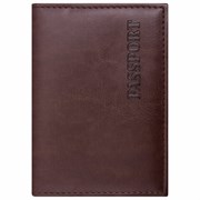 Обложка для паспорта экокожа, мягкая вставка изолон, "PASSPORT", коричневая, STAFF Profit, 237184