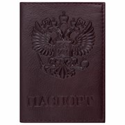 Обложка для паспорта натуральная кожа "Virginia", "Герб", темно-бордовая, BRAUBERG, 237199