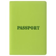 Обложка для паспорта, мягкий полиуретан, "PASSPORT", салатовая, STAFF, 237607