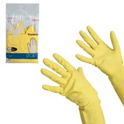 Перчатки МНОГОРАЗОВЫЕ резиновые VILEDA "Контракт", хлопчатобумажное напыление, размер XL (очень большой), желтые, вес 66 г, 102588