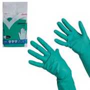 Перчатки МНОГОРАЗОВЫЕ нитриловые VILEDA универсальные, антиаллергенные, размер L (большой), зеленые, вес 66 г, 100802