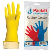 Перчатки МНОГОРАЗОВЫЕ латексные PACLAN "Professional", хлопчатобумажное напыление, размер XL (очень большой), желтые, вес 58 г