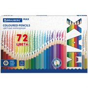 Карандаши цветные супермягкие яркие BRAUBERG MAX, 72 цвета, шестигранные, грифель 3,3 мм, натуральное дерево, 181861