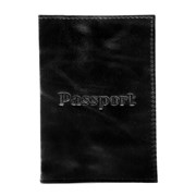 Обложка для паспорта натуральная кожа пулап, "Passport", кожаные карманы, черная, BRAUBERG, 238198