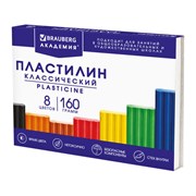 Пластилин классический BRAUBERG "АКАДЕМИЯ КЛАССИЧЕСКАЯ", 8 цветов, 160 г, стек, ВЫСШЕЕ КАЧЕСТВО, 106500