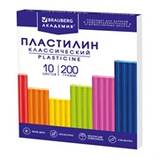 Пластилин классический BRAUBERG "АКАДЕМИЯ КЛАССИЧЕСКАЯ", 10 цветов, 200 г, стек, ВЫСШЕЕ КАЧЕСТВО, 106503