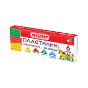 Пластилин классический ПИФАГОР "Веселая такса", 6 цветов, 90 г, СО СТЕКОМ, 106674