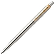 Ручка шариковая PARKER "Jotter Core Stainless Steel GT", корпус серебро, позолота, синяя, 1953182