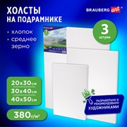 Холсты на подрамнике BRAUBERG ART CLASSIC, НАБОР 3 шт., 380 г/м2, 100% хлопок, среднее зерно, 191655 Холсты на подрамнике BRAUBERG ART CLASSIC, НАБОР 3 шт., 380 г/м2, 100% хлопок, среднее зерно, 191655