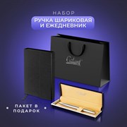 Ручка шариковая GALANT "Marburg", корпус серебристый, ежедневник недатированный А5 черный, пакет, 880905