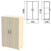 Шкаф закрытый "Канц", 700х350х1130 мм, цвет дуб молочный (КОМПЛЕКТ)