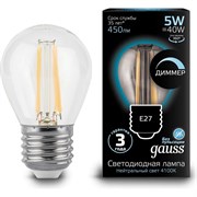 Лампа GAUSS LED Filament Globe E27 5W 4100K