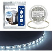 Светодиодная лента LED FERON LS607 60SMD 5050 14.4Вт/м 5м IP65 12V холодный белый