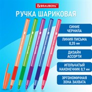 Ручка шариковая с грипом BRAUBERG "i-STICK POINT NEON", СИНЯЯ, корпус ассорти, игольчатый узел 0,7 мм, линия письма 0,35 мм, 144022