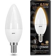 Светодиодная лампа GAUSS LED Candle E14, 6.5W, 100-240 В, 2700К