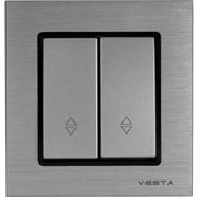 Реверсивный двухклавишный выключатель Vesta Electric Exclusive Silver Metallic