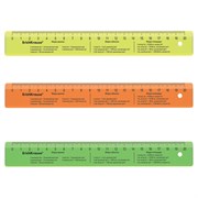 Линейка пластиковая 20 см, ERICH KRAUSE "NEON", с единицами измерения, ассорти, 55502