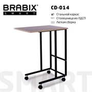 Стол BRABIX "Smart CD-014", 380х600х755 мм, ЛОФТ, на колесах, металл/ЛДСП дуб, каркас черный, 641884