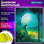 Дневник 1-11 класс 48 л., кожзам (твердая с поролоном), печать, резинка, конверт, BRAUBERG, "Мечты", 106949