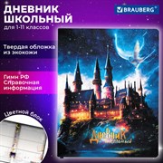 Дневник 1-11 класс 48 л., кожзам (твердая с поролоном), печать, цветной блок, BRAUBERG, "Замок", 106953