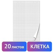 Блокнот для флипчарта ПЛОТНЫЙ 80 г/м2, BRAUBERG, 67,5х98 см, 20 листов, белый (КЛЕТКА), 128645