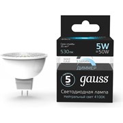 Диммируемая лампа GAUSS LED MR16 GU5.3-dim 5W 4100K