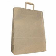 Крафт-пакет бумажный 24х14х29 см, плоские ручки, плотность 90 г/м2