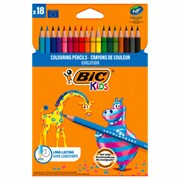 Карандаши цветные BIC "Kids ECOlutions Evolution", 18 цветов, пластиковые, заточенные, европодвес, 937513