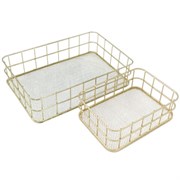 Органайзер для косметики корзинка 2 штуки из металла MONTE VITA, 24х16х6,3 см + 17х12х6 см, золото, 272483