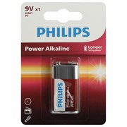 Батарейка алкалиновая 1 шт. PHILIPS Power Alkaline, Крона 9V (6LR61, 6LF22, 1604A), блистер, Б0062717