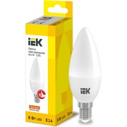 Лампа IEK LED ALFA C35 свеча 8Вт 230В 3000К E14