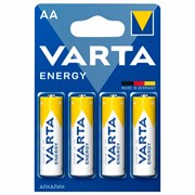 Батарейки алкалиновые "пальчиковые" КОМПЛЕКТ 4 шт., VARTA ENERGY, АА (LR6, 24А), блистер, 4106229414 Батарейки алкалиновые "пальчиковые" КОМПЛЕКТ 4 шт., VARTA ENERGY, АА (LR6, 24А), блистер, 4106229414