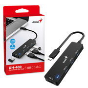 USB HUB UH-400.Порты: USB 3.0. - 4 шт. Скорость передачи данных до 5 Гбит/с. Кабель Type C 15 см.