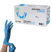 Перчатки латексные смотровые сверхпрочные SFM HIGH RISK LX 1160, Германия, 25 пар (50 шт.), L (большой)