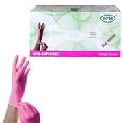 Перчатки нитриловые смотровые SFM Supersoft PINK, Германия, 100 пар (200 шт.), размер L (большой), розовые