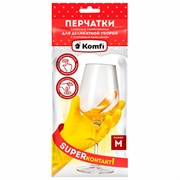 Перчатки МНОГОРАЗОВЫЕ латексные "Для деликатной уборки", размер M (средний), вес 26 г, KOMFI, DGL017L