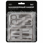 Универсальный набор для маникюра и педикюра 9 в 1 в футляре, MINI, красный, блистер, WBZ, 609497