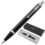 Ручка шариковая PARKER "IM Core Black Lacquer CT", черный глянцевый лак, детали хром, синяя, 1931665 Ручка шариковая PARKER "IM Core Black Lacquer CT", черный глянцевый лак, детали хром, синяя, 1931665