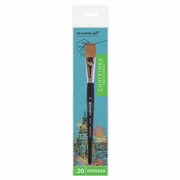 Кисть художественная профессиональная BRAUBERG ART CLASSIC, синтетика мягкая под колонок, плоская, № 20, короткая ручка, 200705