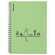 Тетрадь обложка пластик, А5, 80 л., спираль, клетка, ErichKrause, "Cats оливковый" (1 вид), 59527