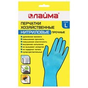 Перчатки МНОГОРАЗОВЫЕ нитриловые LAIMA ГИПОАЛЛЕРГЕННЫЕ, хлопчатобумажное напыление, ПРОЧНЫЕ, размер L (большой), синие, вес 38 г, 604999