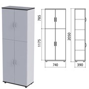 Шкаф закрытый "Монолит", 740х390х2050 мм, цвет серый (КОМПЛЕКТ)