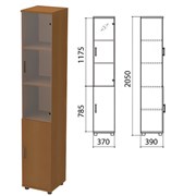 Шкаф закрытый со стеклом "Монолит", 370х390х2050 мм, цвет орех гварнери (КОМПЛЕКТ)