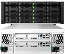 XN8024D-EU Unified storage with dual-controller design. Rackmount 4U24 Bay with Intel Xeon 2.2GHz Quad-Core CPU, 32GB DDR4 RAM (Max 256GB).  4 slots for optional host cards (Slot 1 & Slot 2: Optional host cards for 2/4 x 32/16Gb Fibre Channel, or 2/4 x 25