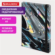 Ежедневник недатированный с резинкой А5 145х203 мм, BRAUBERG, твердый, 128 л., "Waves", 116283