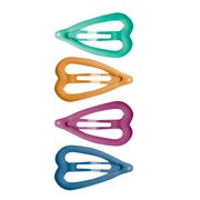 Заколки для волос НАБОР 4 шт., 3,5 см, клик-клак, сердечки, глянцевый, разные цвета, MONTE VITA (МОНТЕ ВИТА), 457082