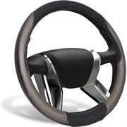 Оплетка на руль AZAR GROUPD RACE экокожа, вставки Карбон, прострочка серая, M, черный AZARD GROUP OPLA0170