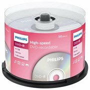 Диски DVD-R PHILIPS, 4,7 Гб, 16x, Cake Box (упаковка на шпиле), КОМПЛЕКТ 50 шт., DM4S6B50F/97