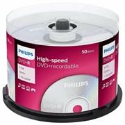Диски DVD+R (плюс) PHILIPS, 4,7 Гб, 16x, Cake Box (упаковка на шпиле), КОМПЛЕКТ 50 шт., DR4S6B50F/97
